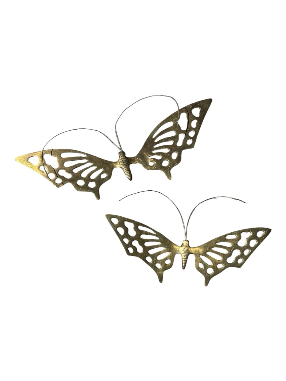 Vintage MCM Brass Butterflies Set of Two 60s 70s